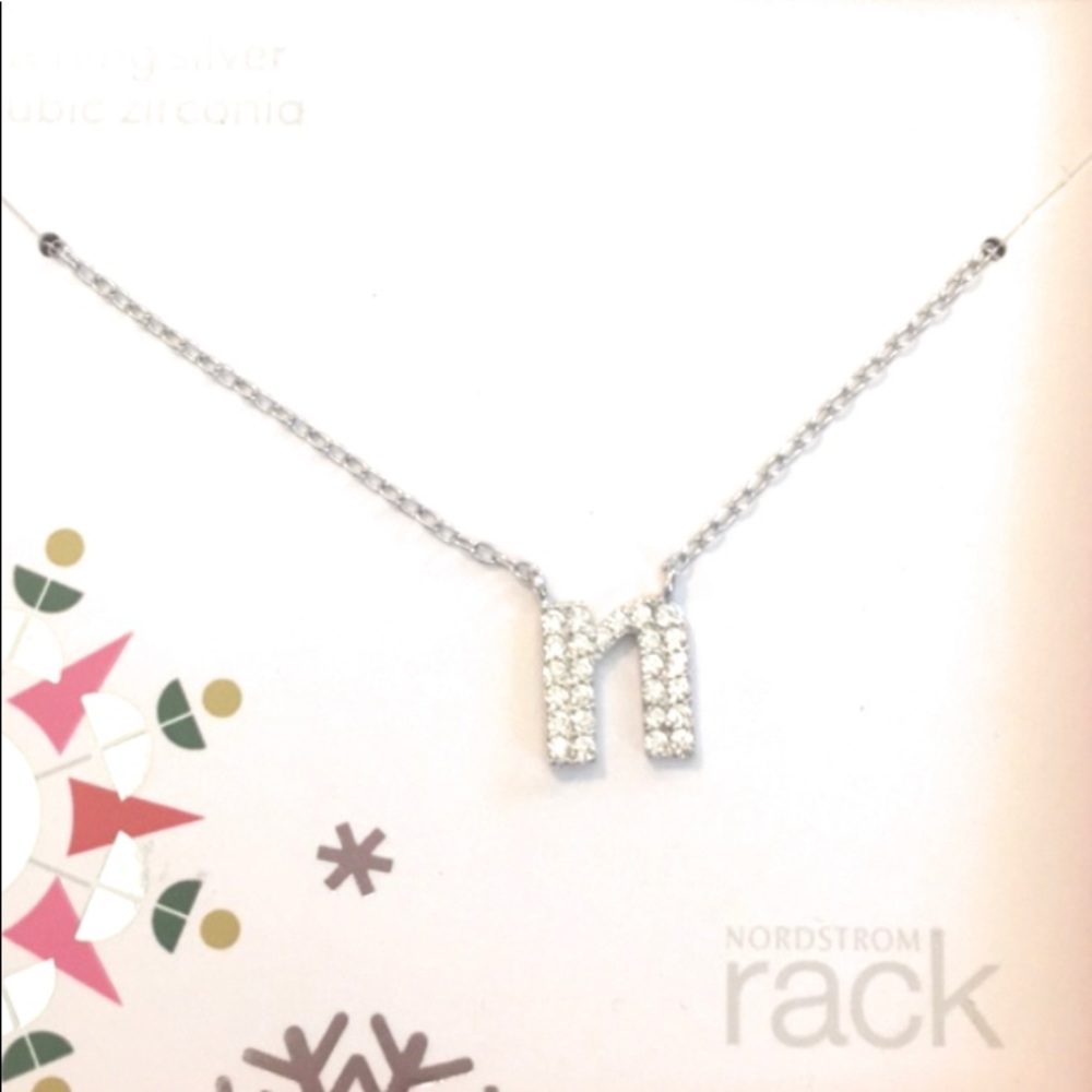 NIB- “N” initial necklace- sterling silver/CZ